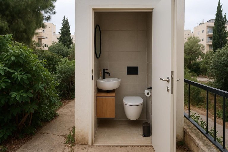 עיצוב שירותי אורחים: חדר רחצה קטן שמרשים
